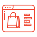 Orange browser icon with a shopping bag and data bars, symbolizing e-commerce conversion rate optimization.