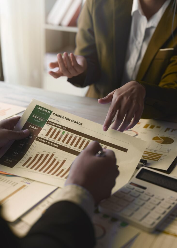 Our Google Ads experts review campaign goals and project analysis charts, ensuring measurable results and ROI.