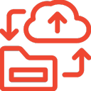 Folder icon syncing website data with a cloud, illustrating secure backups and continuous updates for maintenance.