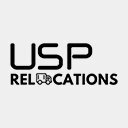 Black USP RELOCATIONS logo with a moving truck icon, a company Move Ahead Media helps move forward.