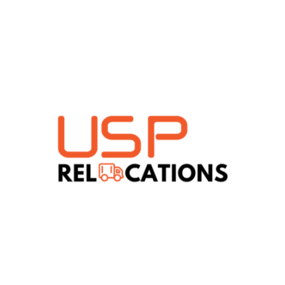 Logo for USP RELOCATIONS, a satisfied client of Move Ahead Media. Features orange 'USP' and black 'RELOCATIONS' with a moving truck icon.
