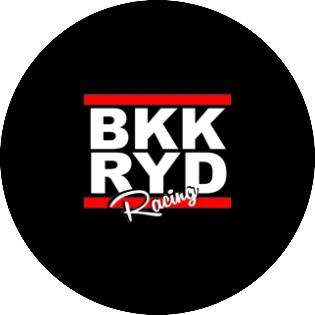 BKK RYD Racing logo: bold white text on black with red accent lines, identifying a satisfied Move Ahead Media client.