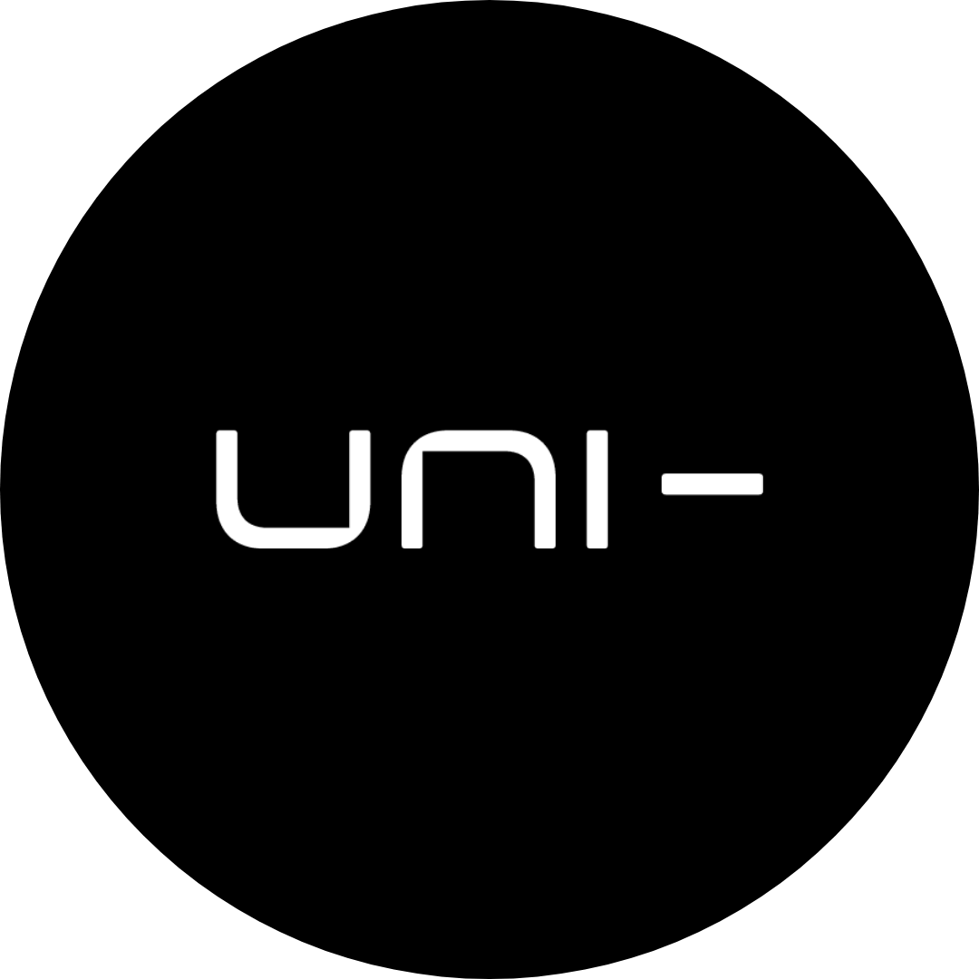 White, rounded, stylized 'UNI-' logo on a black background. A client of Move Ahead Media's digital marketing services.