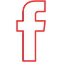 Red outline of the lowercase 'f' Facebook logo, signifying expert social media marketing services in Thailand.