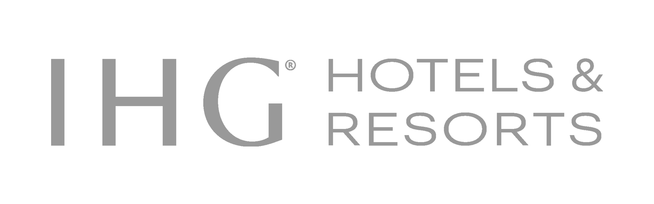 Gray IHG Hotels & Resorts logo, a leading hospitality brand, underscoring our digital marketing expertise for hotels.
